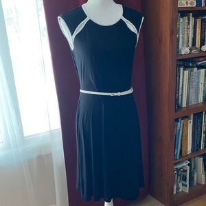 Calvin Klein Black and White Midi Dress